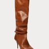 Brown Women’s Ralph Lauren Zoe Tall Calfskin Leather Boots