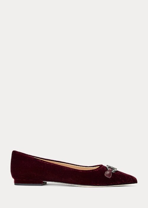 Burgundy Women’s Ralph Lauren Lilah Velvet Ballet Flat Shoes Burgundy Women’s Ralph Lauren Lilah Velvet Ballet Flat Shoes