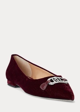 Burgundy Women’s Ralph Lauren Lilah Velvet Ballet Flat Shoes Burgundy Women’s Ralph Lauren Lilah Velvet Ballet Flat Shoes