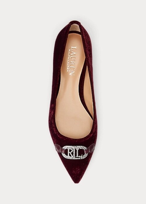 Burgundy Women’s Ralph Lauren Lilah Velvet Ballet Flat Shoes Burgundy Women’s Ralph Lauren Lilah Velvet Ballet Flat Shoes