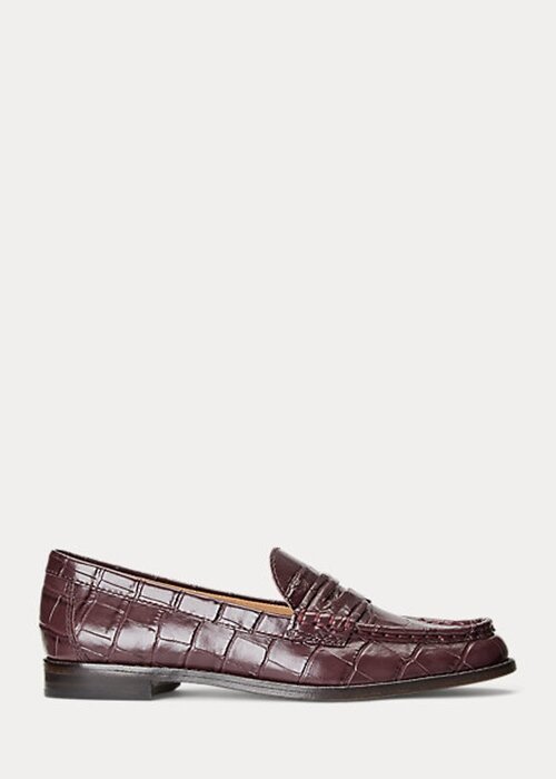 Burgundy Women’s Ralph Lauren Wynnie Embossed Leather Loafers Burgundy Women’s Ralph Lauren Wynnie Embossed Leather Loafers