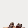 Chocolate Women’s Ralph Lauren Ezra Crocodile-Embossed Leather Sandals