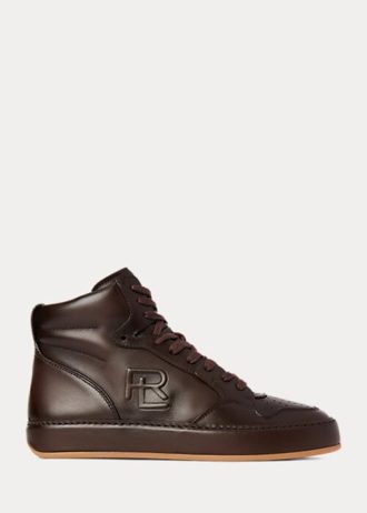 Chocolate Women’s Ralph Lauren Jaemyn Calfskin High-Top Sneakers