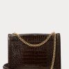 Chocolate Women’s Ralph Lauren Polo ID Croc-Embossed Envelope Chain Handbag Chocolate Women’s Ralph Lauren Polo ID Croc-Embossed Envelope Chain Handbag
