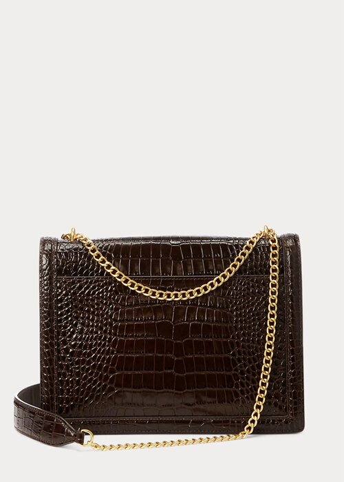 Chocolate Women’s Ralph Lauren Polo ID Croc-Embossed Envelope Chain Handbag Chocolate Women’s Ralph Lauren Polo ID Croc-Embossed Envelope Chain Handbag