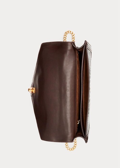 Chocolate Women’s Ralph Lauren Polo ID Croc-Embossed Envelope Chain Handbag Chocolate Women’s Ralph Lauren Polo ID Croc-Embossed Envelope Chain Handbag