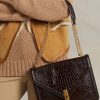 Chocolate Women’s Ralph Lauren Polo ID Croc-Embossed Envelope Chain Handbag Chocolate Women’s Ralph Lauren Polo ID Croc-Embossed Envelope Chain Handbag