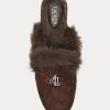 Chocolate Women’s Ralph Lauren Savanah Faux Fur-Trim Suede Flat Shoes Chocolate Women’s Ralph Lauren Savanah Faux Fur-Trim Suede Flat Shoes