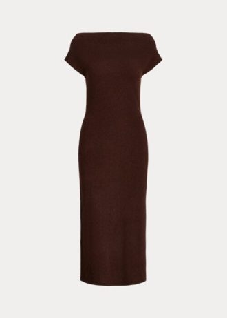 Chocolate Women’s Ralph Lauren Straight-Neck Cashmere Dress