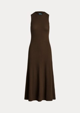 Chocolate Women’s Ralph Lauren Stretch Waffle-Knit Sleeveless Dress