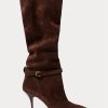 Chocolate Women’s Ralph Lauren Zoe Tall Sueded Calfskin Boots