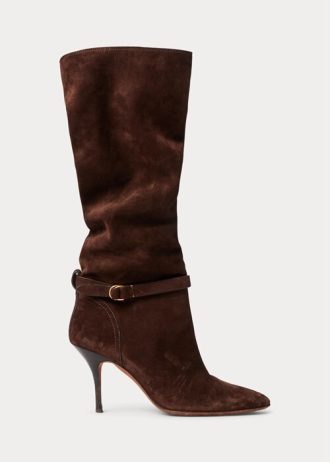 Chocolate Women’s Ralph Lauren Zoe Tall Sueded Calfskin Boots