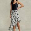 Cream / Black Women’s Ralph Lauren Floral Ruffled Asymmetrical Linen Skirts Cream / Black Women’s Ralph Lauren Floral Ruffled Asymmetrical Linen Skirts