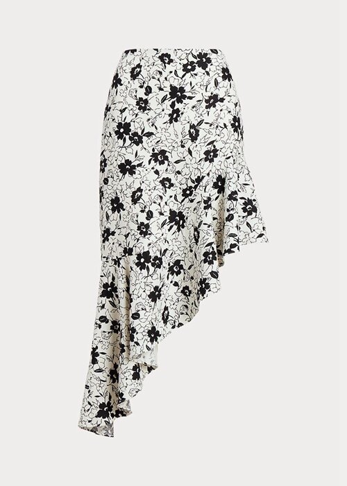 Cream / Black Women’s Ralph Lauren Floral Ruffled Asymmetrical Linen Skirts Cream / Black Women’s Ralph Lauren Floral Ruffled Asymmetrical Linen Skirts