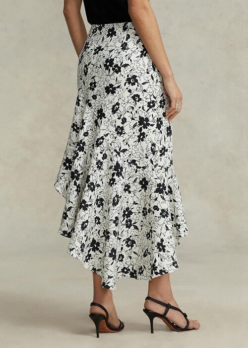 Cream / Black Women’s Ralph Lauren Floral Ruffled Asymmetrical Linen Skirts Cream / Black Women’s Ralph Lauren Floral Ruffled Asymmetrical Linen Skirts