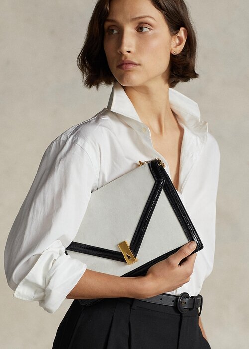 Cream/Black Women’s Ralph Lauren Polo ID Suede Envelope Crossbody Bags Cream/Black Women’s Ralph Lauren Polo ID Suede Envelope Crossbody Bags