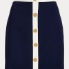 Cream / Navy Women’s Ralph Lauren Button-Front Two-Tone Crepe Pencil Skirts
