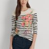 Cream / Navy Women’s Ralph Lauren Floral & Striped Jersey Long-Sleeve T Shirts Cream / Navy Women’s Ralph Lauren Floral & Striped Jersey Long-Sleeve T Shirts