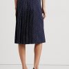 Cream / Navy Women’s Ralph Lauren Polka-Dot Pleated Crepe Skirts Cream / Navy Women’s Ralph Lauren Polka-Dot Pleated Crepe Skirts