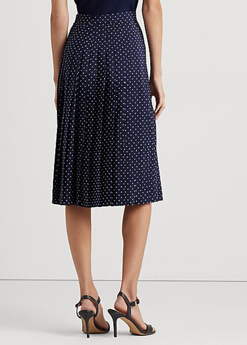 Cream / Navy Women’s Ralph Lauren Polka-Dot Pleated Crepe Skirts Cream / Navy Women’s Ralph Lauren Polka-Dot Pleated Crepe Skirts