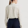 Cream / Navy Women’s Ralph Lauren Polka-Dot Tie-Neck Crepe Shirts