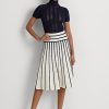 Cream / Navy Women’s Ralph Lauren Striped Knit Midi Skirts Cream / Navy Women’s Ralph Lauren Striped Knit Midi Skirts