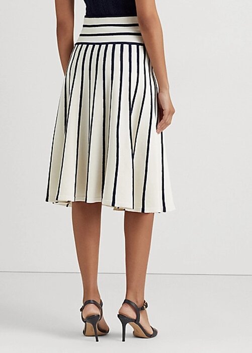 Cream / Navy Women’s Ralph Lauren Striped Knit Midi Skirts Cream / Navy Women’s Ralph Lauren Striped Knit Midi Skirts