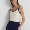 Cream / Navy Women’s Ralph Lauren Two-Tone Cotton-Blend Sleeveless Sweaters