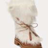 Cream Women’s Ralph Lauren Celia Shearling & Burnished Leather Boots