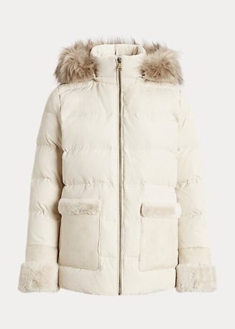 Cream Women’s Ralph Lauren Faux Fur-Trim Down Coats