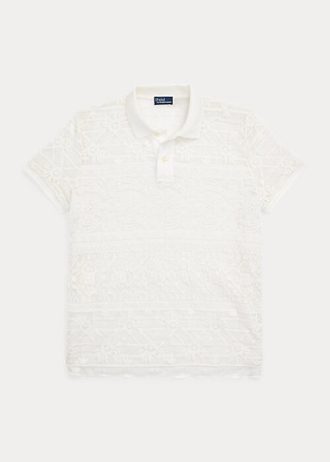 Cream Women’s Ralph Lauren Geometric-Lace Polo Shirts