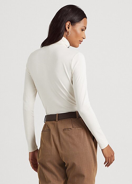 Cream Women’s Ralph Lauren Jersey Turtleneck T Shirts Cream Women’s Ralph Lauren Jersey Turtleneck T Shirts