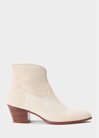 Cream Women’s Ralph Lauren Lucille Calfskin-Suede Boots