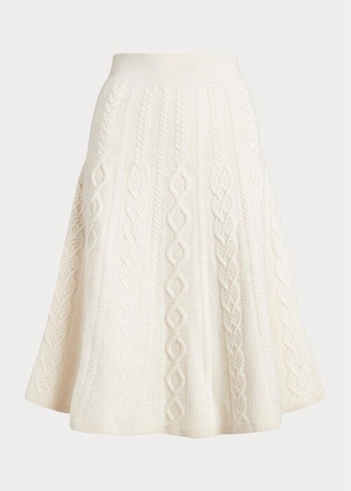 Cream Women’s Ralph Lauren Multi-cable Wool-cashmere A-line Skirts Cream Women’s Ralph Lauren Multi-cable Wool-cashmere A-line Skirts