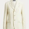 Cream Women’s Ralph Lauren Pinstripe Cotton-Linen-Wool Blazers