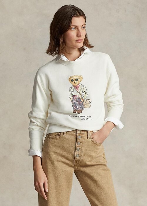 Cream Women’s Ralph Lauren Polo Bear Fleece Crewneck Sweatshirts Cream Women’s Ralph Lauren Polo Bear Fleece Crewneck Sweatshirts