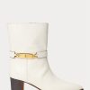 Cream Women’s Ralph Lauren Polo ID Waxed Calfskin Boots