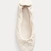 Cream Women’s Ralph Lauren Quilted Lambskin Ballet Flat Shoes