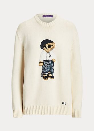 Cream Women’s Ralph Lauren Sarong Bear Jersey Sweaters