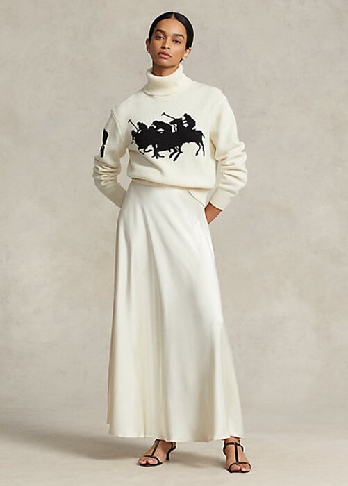 Cream Women’s Ralph Lauren Satin A-Line Skirts Cream Women’s Ralph Lauren Satin A-Line Skirts