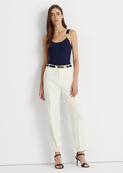 Cream Women’s Ralph Lauren Stretch Cady Tapered Pants Cream Women’s Ralph Lauren Stretch Cady Tapered Pants