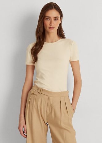 Cream Women’s Ralph Lauren Stretch Cotton T Shirts