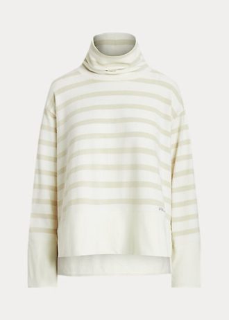 Cream Women’s Ralph Lauren Striped Performance Fleece Pullover Sweaters