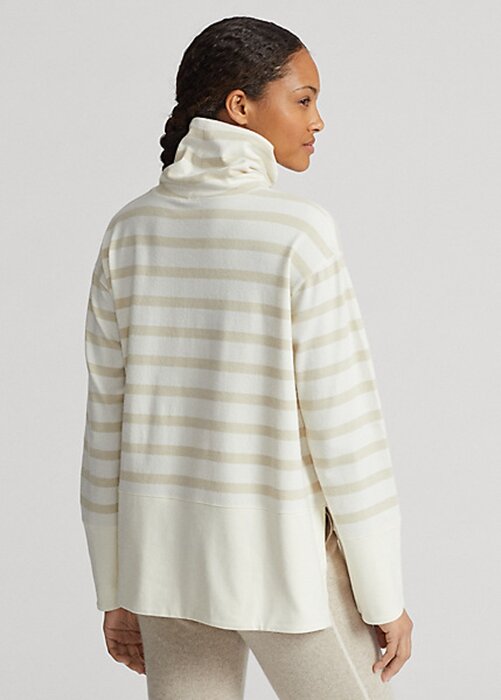 Cream Women’s Ralph Lauren Striped Performance Fleece Pullover Sweaters Cream Women’s Ralph Lauren Striped Performance Fleece Pullover Sweaters