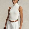 Cream Women’s Ralph Lauren Wool Sleeveless Turtleneck Sweaters