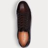 Dark Brown Men’s Ralph Lauren Severn Burnished Calfskin Sneakers