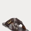 Dark Brown Men’s Ralph Lauren Welington Calfskin Slippers