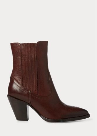 Dark Brown Women’s Ralph Lauren Lowrey Leather Cowboy Boots Dark Brown Women’s Ralph Lauren Lowrey Leather Cowboy Boots