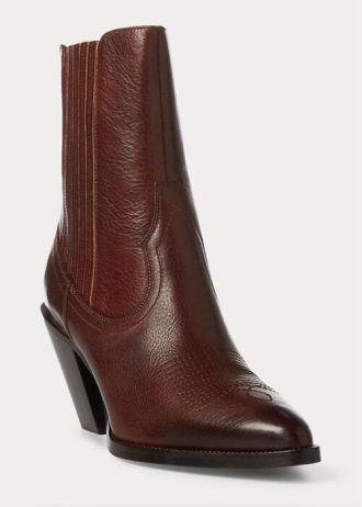 Dark Brown Women’s Ralph Lauren Lowrey Leather Cowboy Boots Dark Brown Women’s Ralph Lauren Lowrey Leather Cowboy Boots