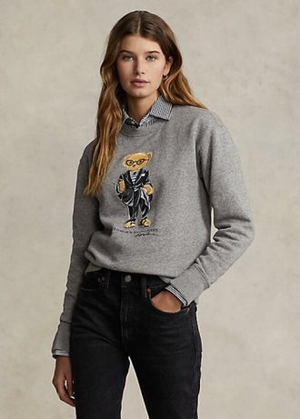 Dark Grey Women’s Ralph Lauren Polo Bear Fleece Crewneck Sweatshirts